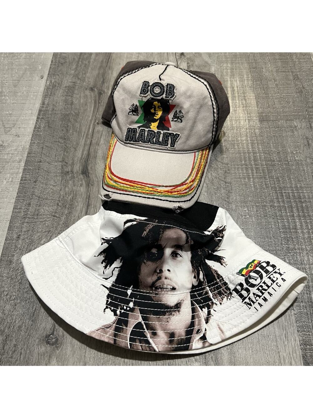 Bob Marley Hat Bundle Rasta Reggae White Bucket Hat 2013 Strapback Cap Hat